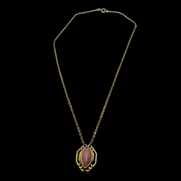 Gold and Pink Gemstone Necklace - Picture 3 of 4